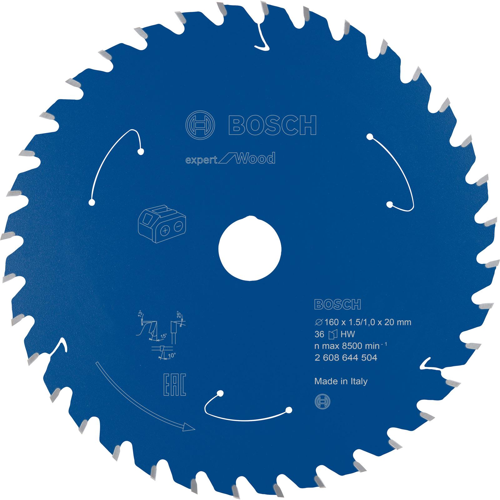 Bosch Professional Zubehör, Sägeblatt, Akku-Kreissägeblatt Expert for Wood, 160 x 1,5/1 x 20, 36 Zähne