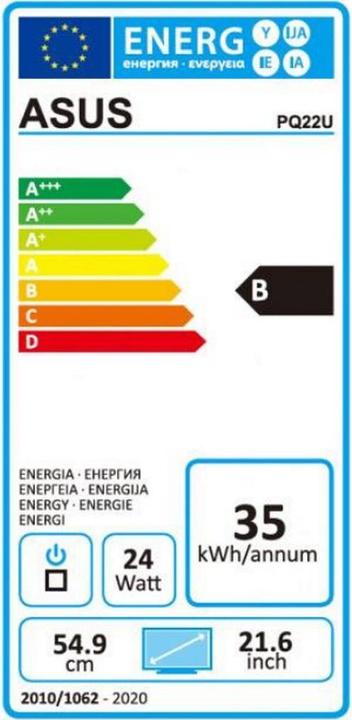 Energy Label ASUS PQ22UC (3840 x 2160 Pixels, 22")