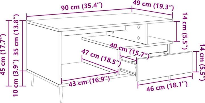Image du produit vidaXL Couchtisch (90 x 49 x 45 cm)