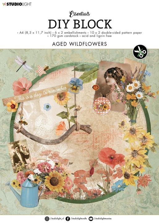 Actual product image art by marlene DIY Block "Aged Wildflowers" 32 Sheets A4 Essentials