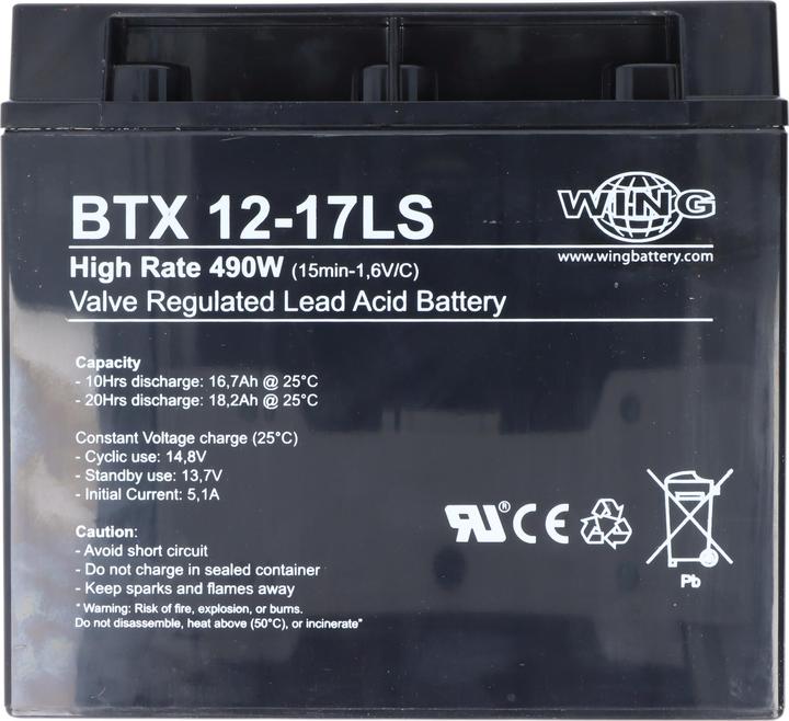 Produktbild Wing BTX12-17LS 12V 17Ah high rate hochstromfähig Bleiakku AGM Blei Gel Akku (17 Ah, 12 V)