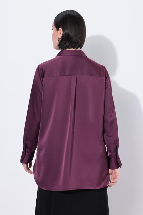 Immagine prodotto Ulla Popken Camicia in raso con retro più lungo, colletto da camicia e maniche lunghe (54)
