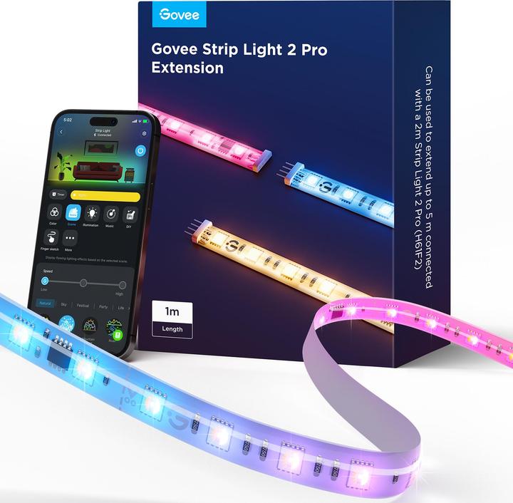 Produktbild Govee LED-Strip 2 Pro Erweiterung (Mehrfarbig, RGBIC, RGBW, 100 cm, Indoor)