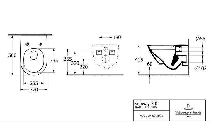 Image du produit Villeroy & Boch V&B Combipack SUBWAY 3.0 m WWC profond TwistFlush et siège WC blanc