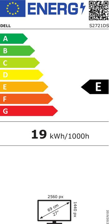 Energy Label Dell S2721DS (2560 x 1440 pixels, 27")