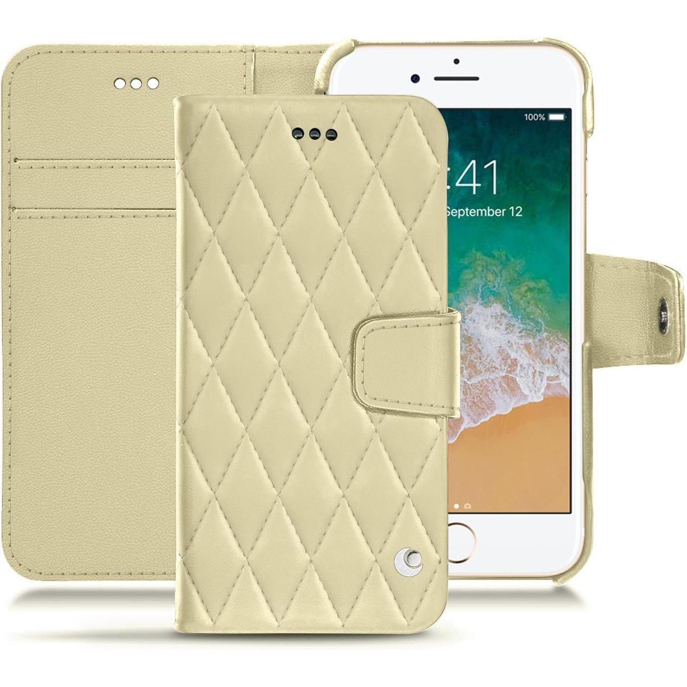 Noreve Lederschutzhülle Wallet (Apple iPhone 7), Smartphone Hülle, Beige