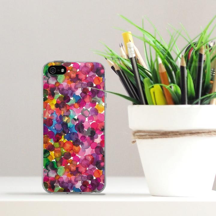 Produktbild DeinDesign Silikon Hülle für Apple iPhone 5 Handyhülle Case Smartphone Schutzhülle Punkte Wasserfarbe bunt (Apple iPhone 5)