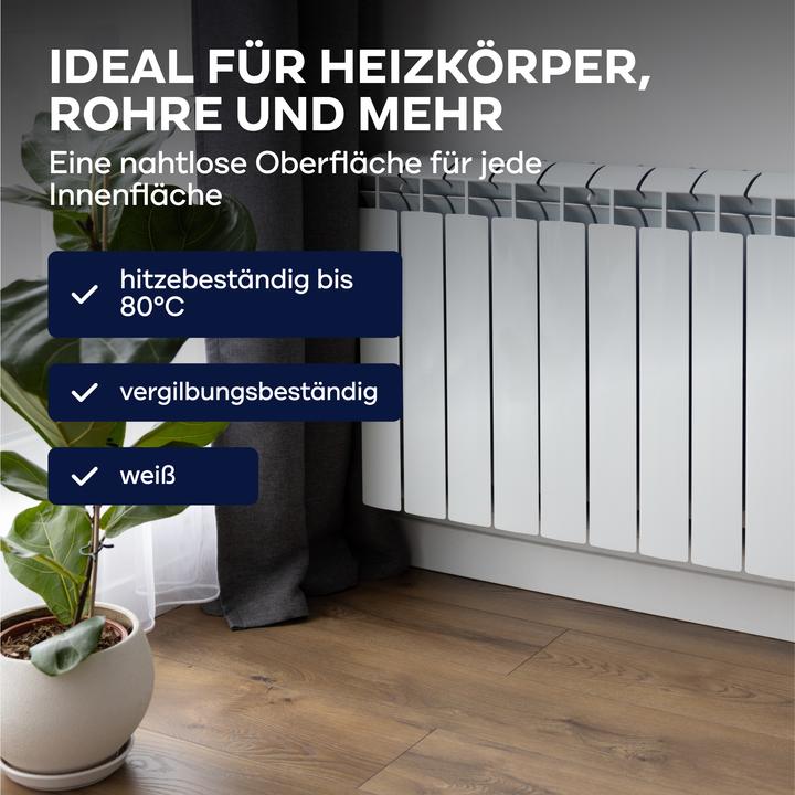 Produktbild Plid Heizkörperlack 5L Weiss Glänzend für ca. 60m² + Terpentinersatz / Thermolack (Weiss, 5 l)