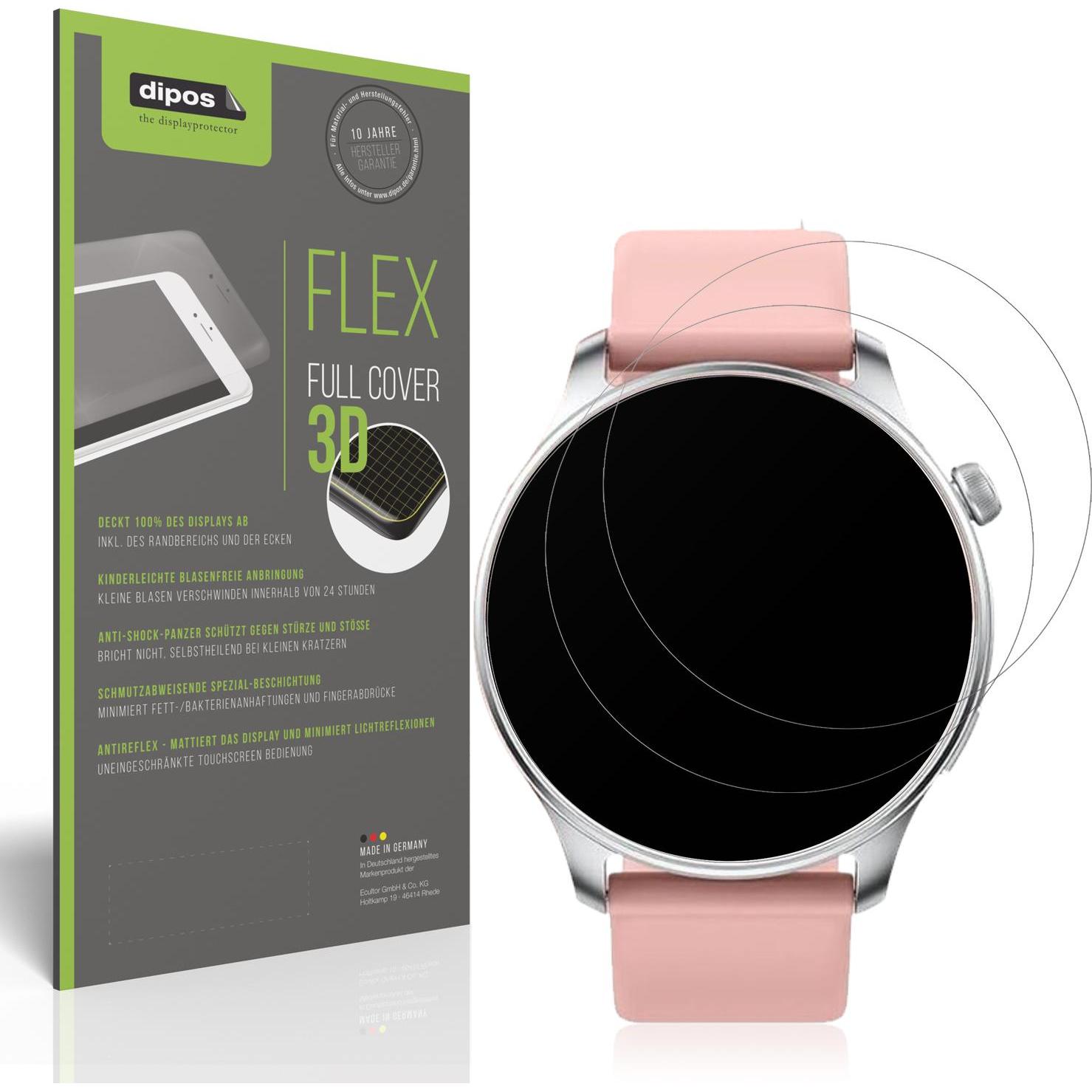 Dipos Full Cover Schutzfolie Matt, Smartwatch Schutzfolie, Transparent