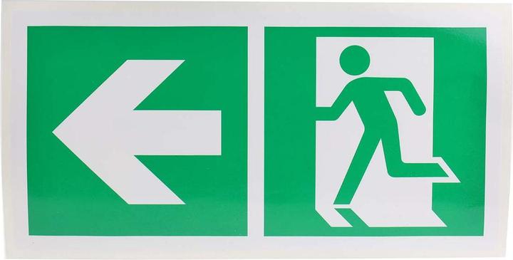 Image du produit RS PRO Vinyle vert/blanc Étiquette de sortie de secours, sans éclairage