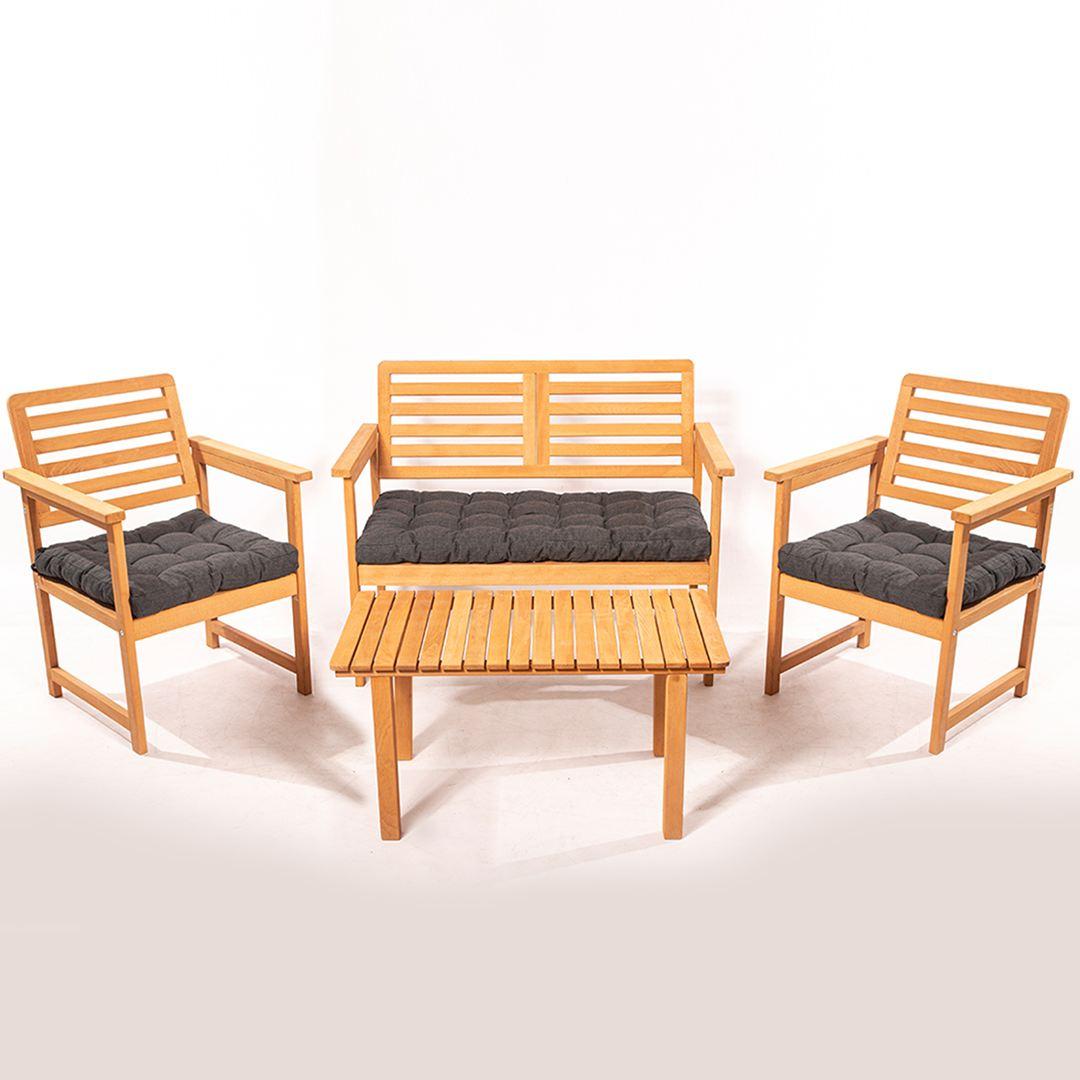 Kalune Design, Gartentisch + Balkontisch, Boho Garden Table Chairs Set (90 cm)