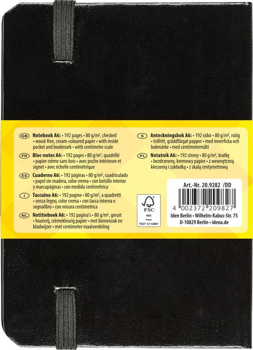 Produktbild Idena Notizbuch A6 kariert schwarz FSC-Mix (A6, Kariert, Harter Einband)