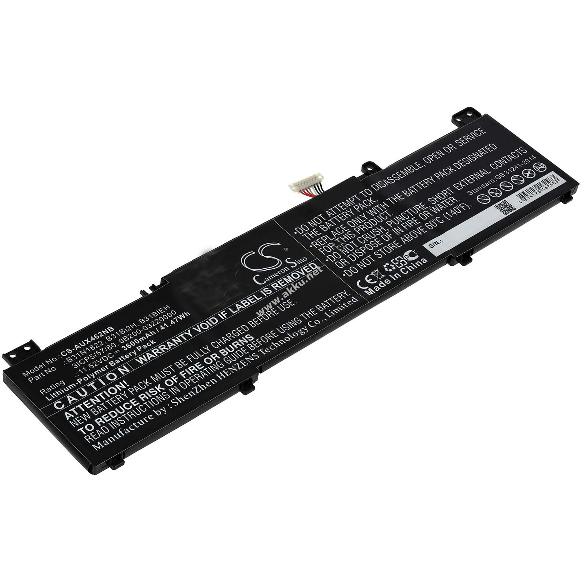 AGI Akku kompatibel mit Asus B31N1822 (3600 mAh), Notebook Akku, Schwarz