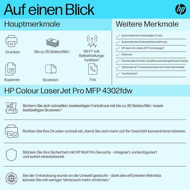 Actual product image HP Color LaserJet Pro MFP 4302fdw (Laser, Colour)