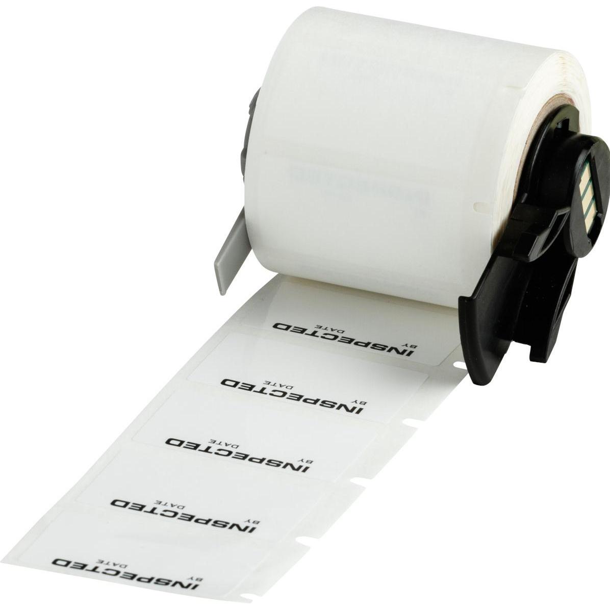 Brady, Rotolo di etichette, M6-30-423-INSP, pellicola in poliestere, nero su bianco, 38,10 x 19,05 mm, etichettatura: VERIFICATO