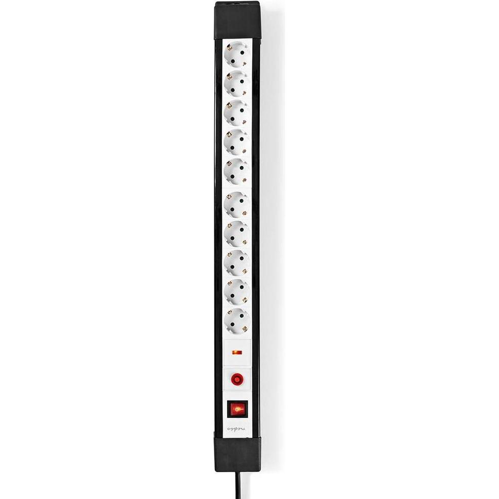 Nedis, Steckdosenleiste, Power Strip 10-Way with Surge Protector, 3680W, 3m - Black / White