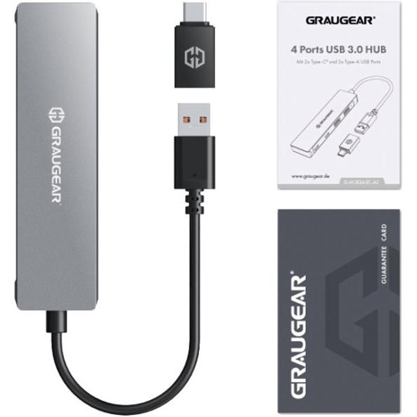 Thumbnail - Graugear G-HUB2A2C-AC (USB-C, 4 Ports), Dockingstation + USB Hub, Silber