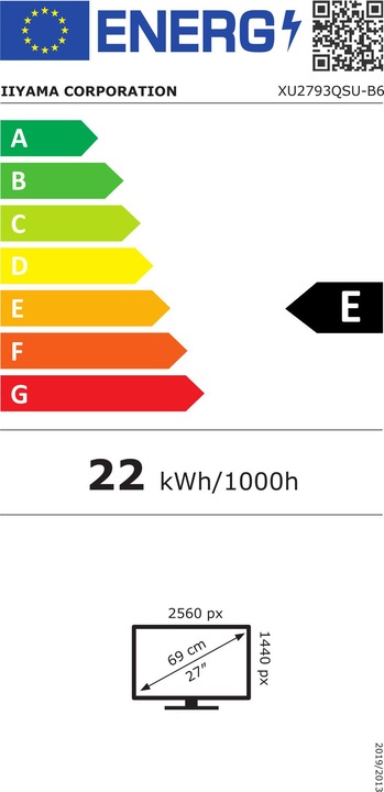 Energie-Label iiyama XU2793QSU-B6 (2560 x 1440 Pixel, 27")
