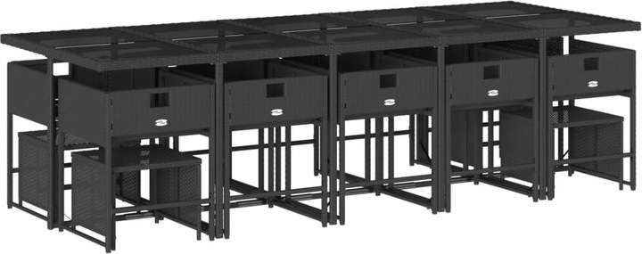 Produktbild VidaXL Gartenmöbel Essgruppe Gartengarnitur Sitzgruppe 15tlg Schwarz Poly Rattan (275 cm)