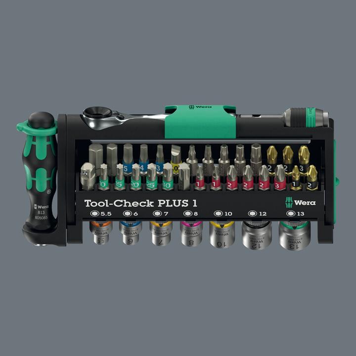 Actual product image Wera Tool-Check Plus 1 (3 mm, 4 mm, 5 mm, 5.5 mm, 8 mm, 6 mm, 7 mm, 10.0mm, 12.0 mm, 13.0 mm, PH1, PH2, PH3, PZ1, PZ2, PZ3, TX10, TX15, TX20, TX25, TX30, TX40)