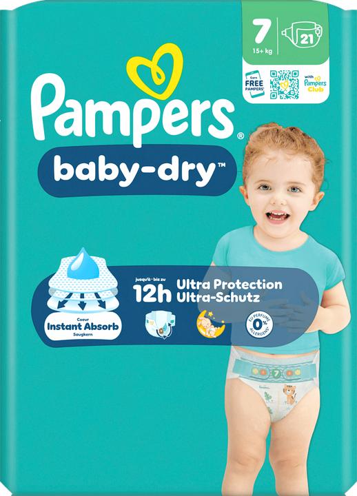 Productafbeelding Pampers Baby Dry Gr.7 Extra Large 15+kg Windeln Single Pack 21 Stück (Maat 7, 21 Pcs.)