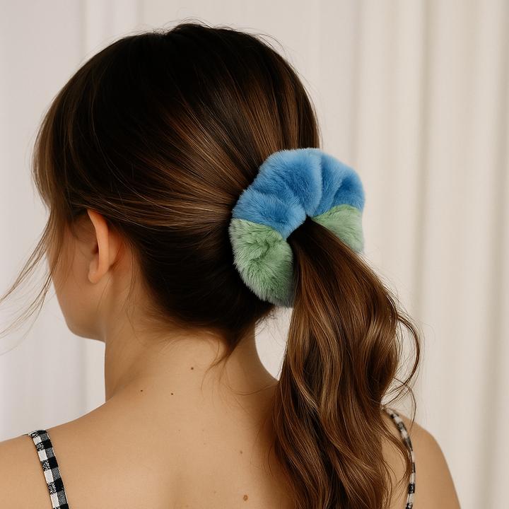 Image du produit Avizar Scrunchie Weicher Bicolor Minky Flausch Pixie & Dixie (Élastiques à cheveux)