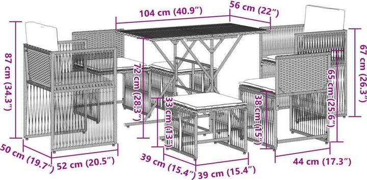 Produktbild vidaXL Garten-Essgruppe (104 x 56 x 72 cm)