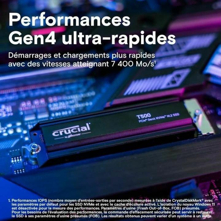 Produktbild Crucial T500 mit Kühlkörper (4000 GB, M.2 2280)