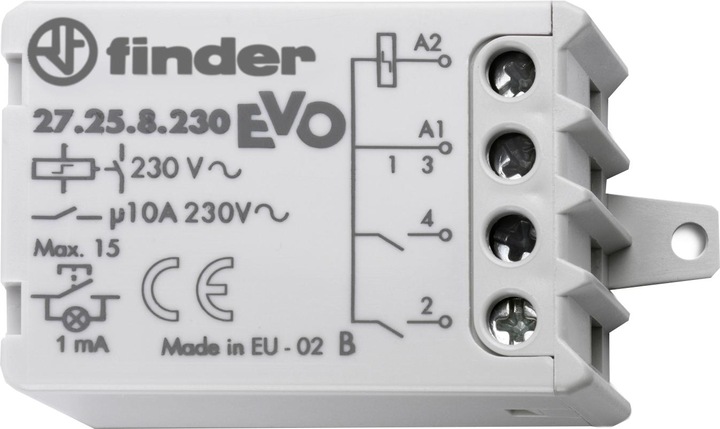 Actual product image Finder Impulse switch flush-mounted 1 pc 27.25.8.230.0000 2 NO contacts 230 V/AC 10 A 2300 VA