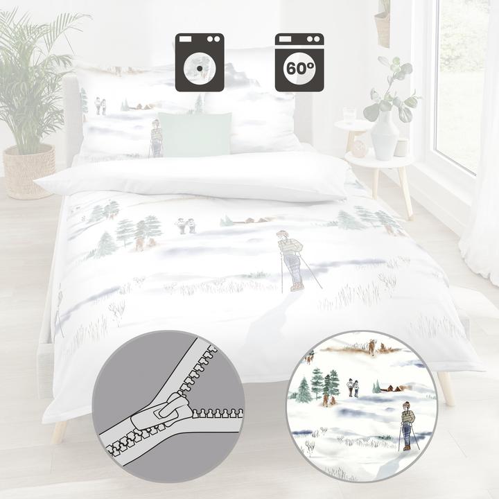 Produktbild Kaeppel Biber Bettwäsche Frozen Winter hellblau (155 x 220 cm, 80 x 80 cm)