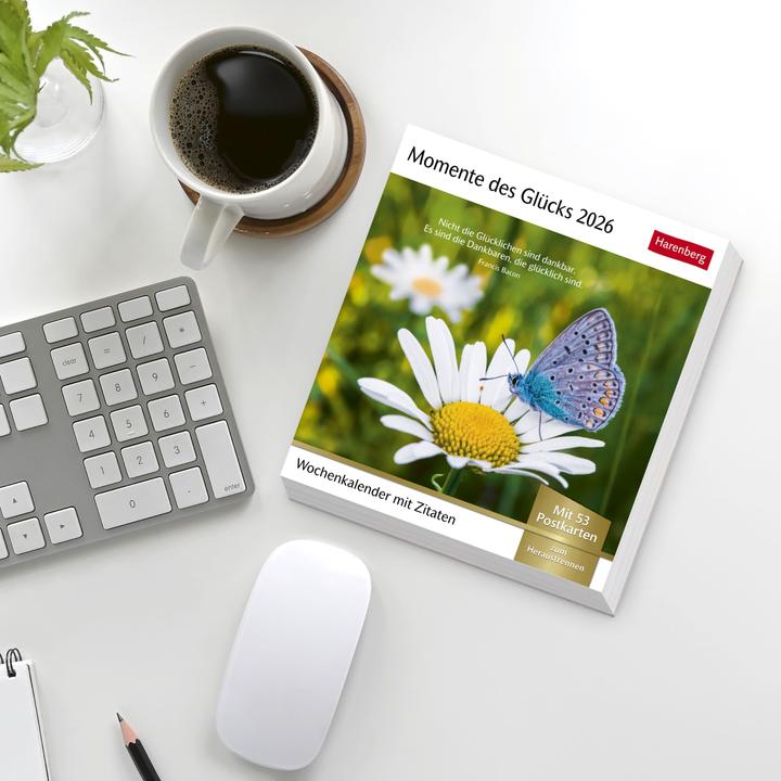 Produktbild Harenberg Momente des Glücks Postkartenkalender 2026 - Wochenkalender mit Zitaten, mit 53 Postkarte