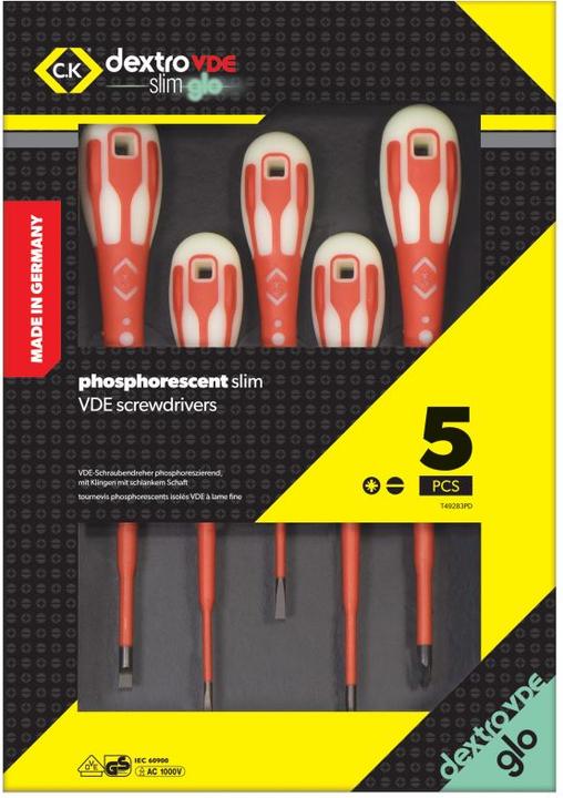 Actual product image C.K Magma DextroVDE Glo Phosphorescent Slim Screwd (Pozidriv cross recess (PZ))