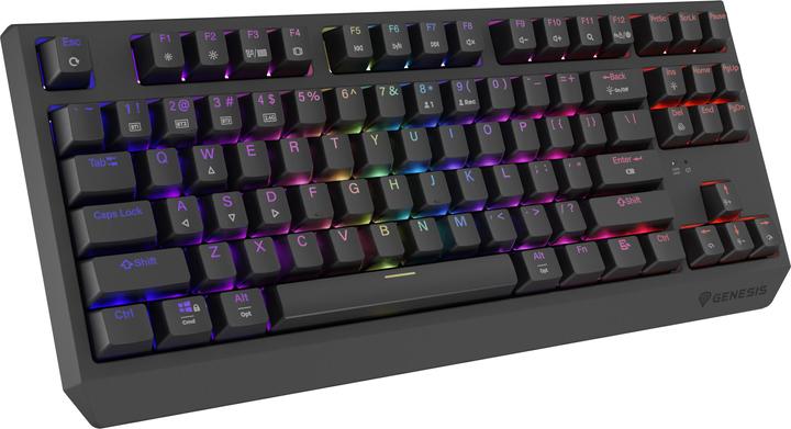 Actual product image Genesis herní klávesnice THOR 230/TKL/RGB/Outemu Silent Lemon/Bezdrátová USB + Bluetooth/US layout/Č (US, Cable, Wireless)