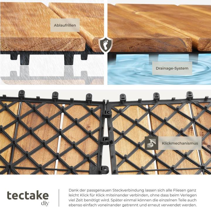 Actual product image tectake 20er Set Terrassenfliesen Tabula Akazienholz, je 4 Lamellen (20 x)