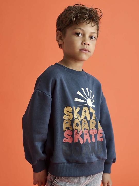 Produktbild Vertbaudet Jungen Sweatshirt mit grossem Skater-Motiv, Recycling-Polyester (86)