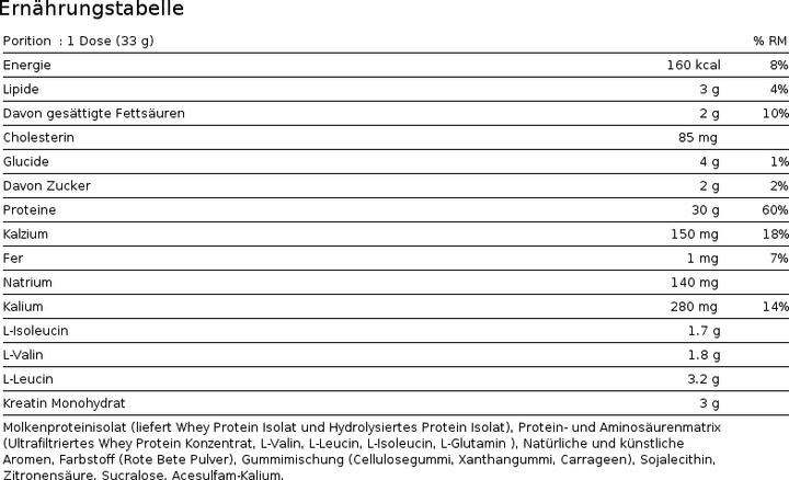 Valeurs nutritives et ingrédients Muscle Tech Nitro Tech Performance (Vanille, 1 pcs, 1800 g)