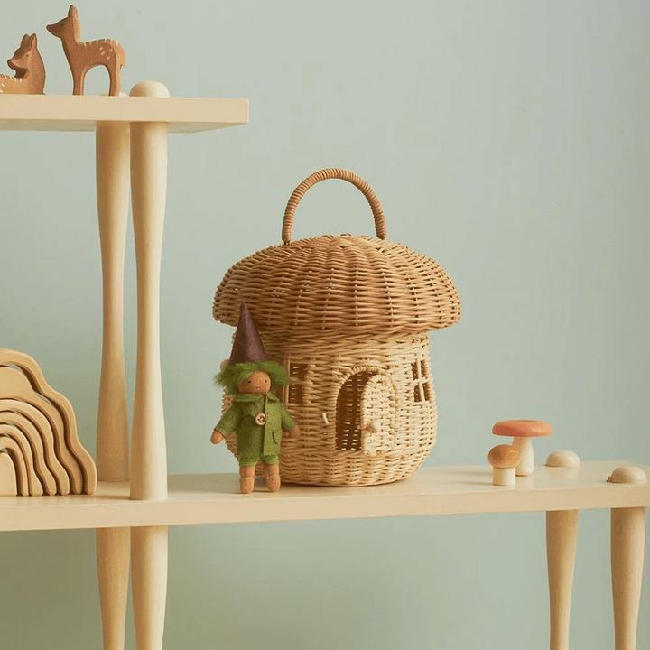 Actual product image Olli Ella Preorder: rattan basket mushroom (22 x 22 x 13 cm)