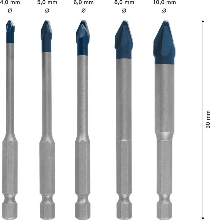 Image du produit Bosch Professional Zubehör EXPERT HEX-9 HardCeramic Ensemble de forets, 4/5/6/8/10 mm, 5 pcs. (10 mm, 5 mm, 6 mm, 4 mm, 8 mm)
