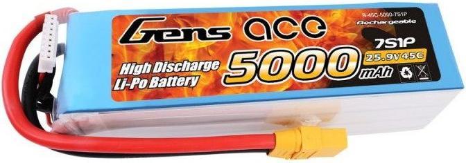 Image du produit Gens Ace Pile 5000mAh 25.9V 45C 7S1P XT90 (25.90 V, 5000 mAh)
