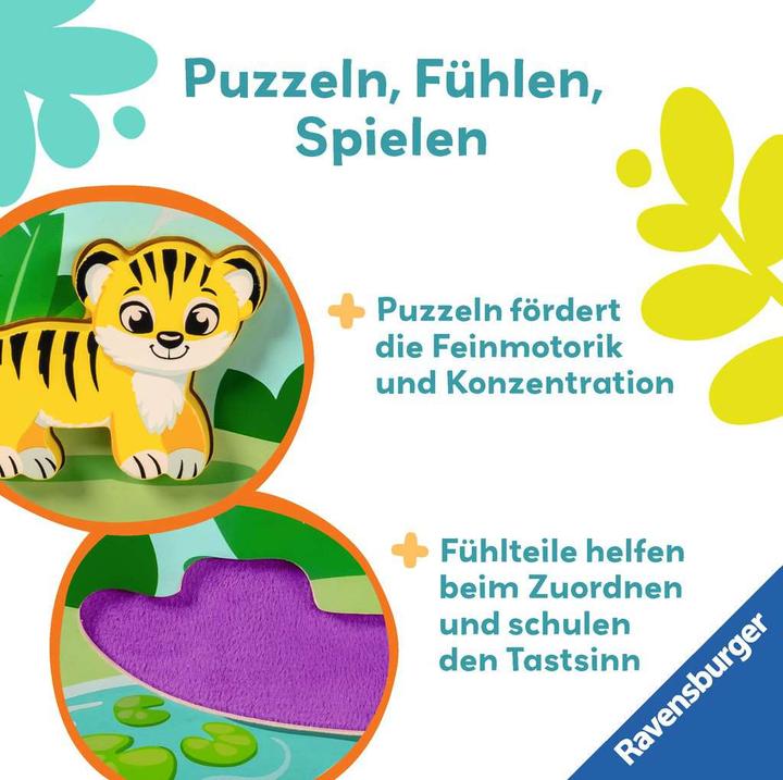 Productafbeelding Ravensburger Magnetisches Holz-Fühl-Puzzle: Dschungel (6 onderdelen)
