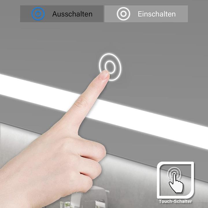 Image du produit SONNI Badezimmerspiegel, 100 x 60 cm, mit LED-Beleuchtung, Anti-Kondensation, Lichtspiegel, Wandspie (100 x 60 x 100 cm)