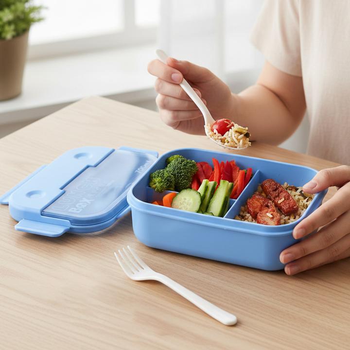 Produktbild Cheffinger Lunchbox 700ml 3 Fächer mit Besteck