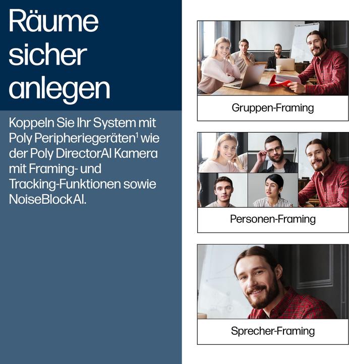 Immagine prodotto Poly Sistema di videoconferenza Studio G62 con kit piastra di montaggio Nessun cavo di alimentazione TAA