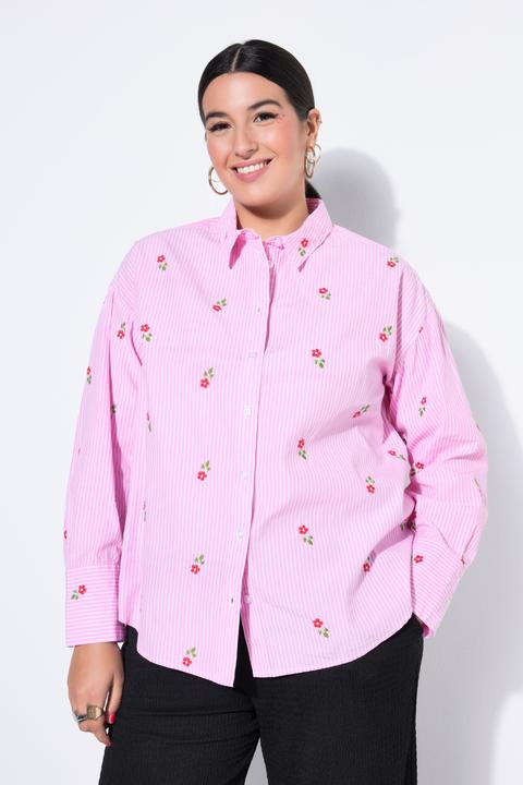Produktbild Studio Untold Streifenhemd, Oversize Shape, Blüten-Stickmuster (54)