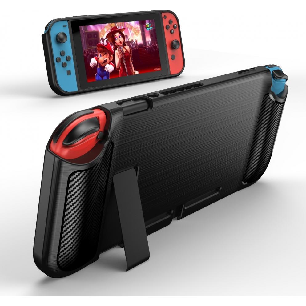Thumbnail - Screenguard Nintendo Switch Hülle Carbon Brushed Soft TPU (Switch), Weiteres Gaming Zubehör, Schwarz