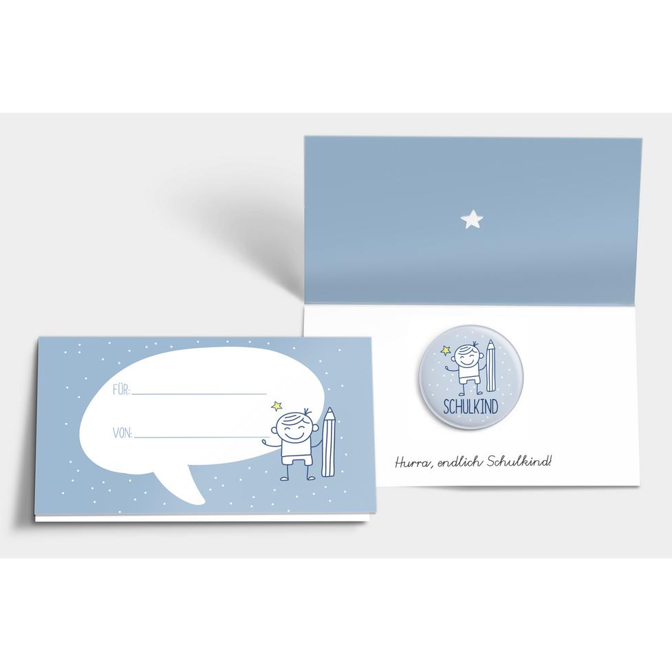 Thumbnail - Dabelino, Schultüte, Button Schulkind (Junge)