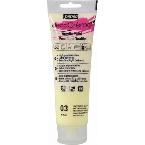 Pebeo, Künstlerfarbe + Bastelfarbe, Decocrème Matt Acrylfarben (Pastellgelb, 120 ml)
