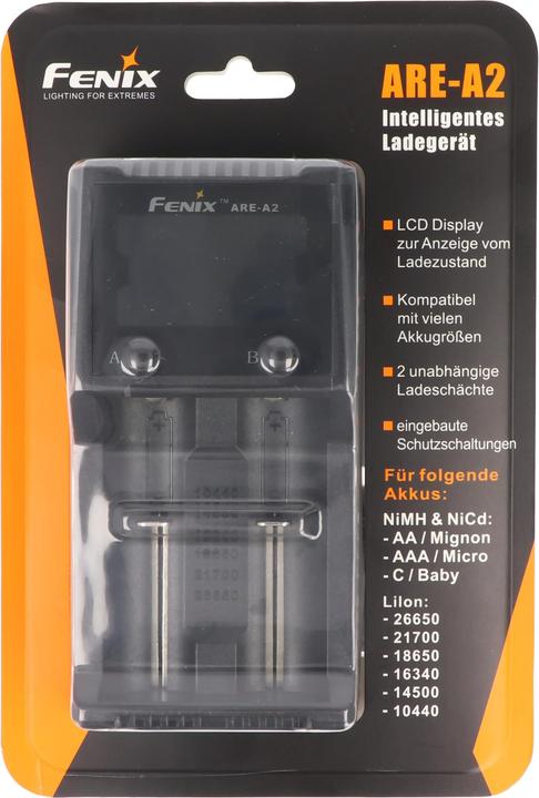 Actual product image Fenix ARE-A2 charger for two 10440, 14500, 16340, 18650, 26650, 21700 batteries (10440, 14500, 16340, 18650, 21700, 26650, Chargers without battery)