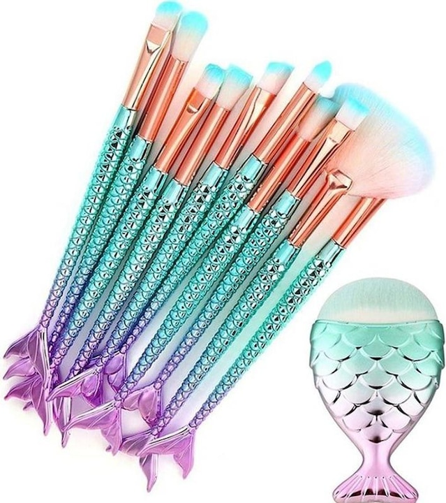 JTI Make-up-Pinsel-Set, 11 Pinsel - Meerjungfrau (Set)