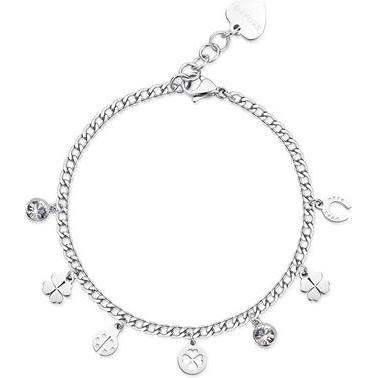 Sagapo, Armschmuck, S'Agapo Steel Bracelet With Lucky Charms Message Ssg13